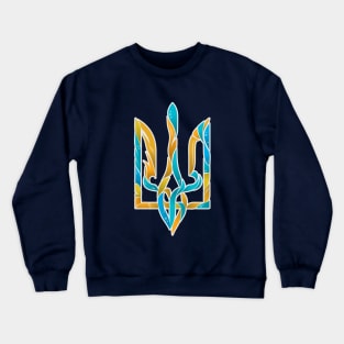 Blue and yellow Ukrainian Trident Crewneck Sweatshirt